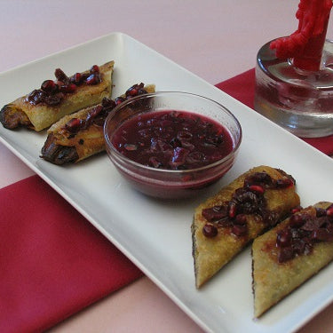 Image of Crispy Plantain Wrapper with Pomegranate-Chipotle Dipping Sauce