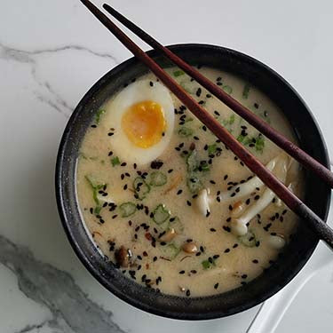 Image of Japanese-Style Mushroom, Garlic and Tofu Miso Soup