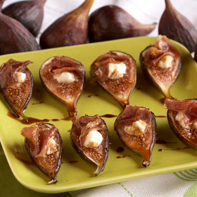 Image of Goat Cheese Stuffed Figs with Balsamic Reduction