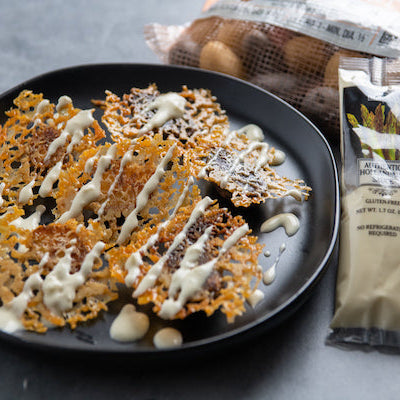 Image of Garlic-Parmesan Peewee Potato Bites with Hollandaise Dipping Sauce