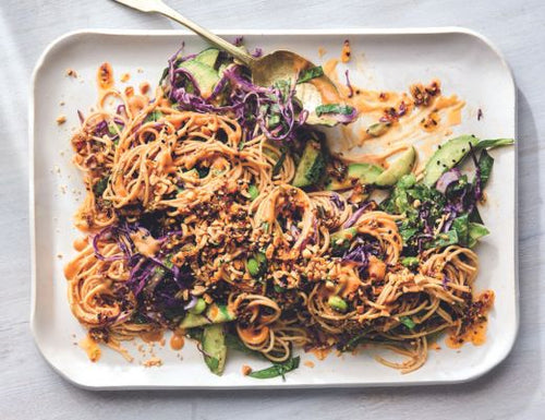 Image of Sesame-Peanut Noodles with Crunchy Vegetables and Garlic-Scallion Chili Oil