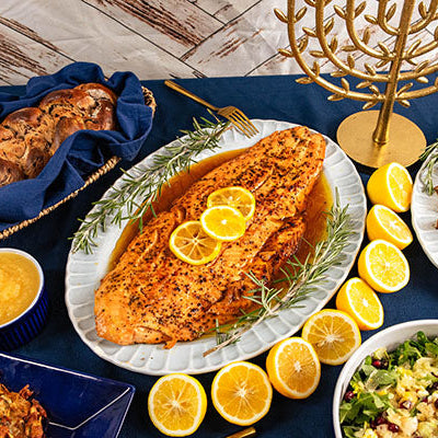 Pan Seared & Baked Salmon with Citrus-Hot Honey Glaze