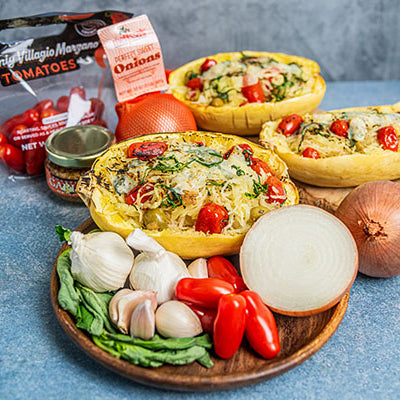 Italian Roasted Spaghetti Squash Boats