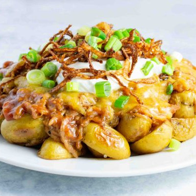 Sweet & Spicy Pulled Pork Potato Nachos