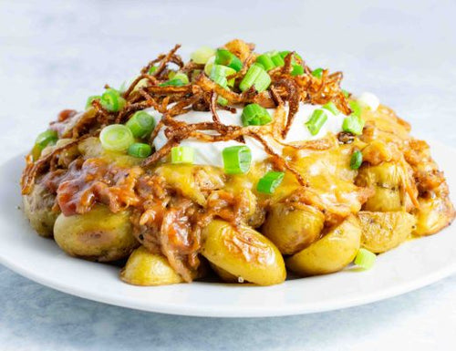 Sweet & Spicy Pulled Pork Potato Nachos