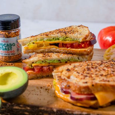 Avocado Toast Seasoning Crusted Grilled Tomato and Cheese Sandwich