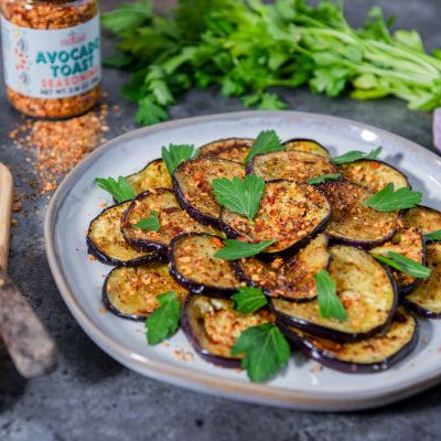 Grilled Eggplant with Honey and Avocado Toast Seasoning