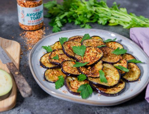 Grilled Eggplant with Honey and Avocado Toast Seasoning