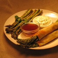 Image of Roasted Asparagus in Parmesan Eggroll with Tempura Dipping Sauce
