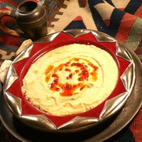 Image of Turkish-Style Hummus with Chopped Salad of Cucumber, Tomato and Mint