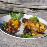 Image of Jarrahdale Pumpkin Tagliatelle with Sage and Brown Butter, Pumpkin Purée, Golden Chanterelles and Toasted Pumpkin Seeds