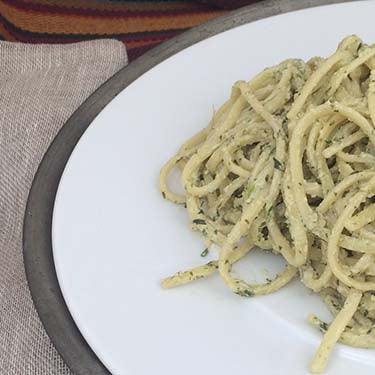Image of Carrot Greens Pesto with Linguini