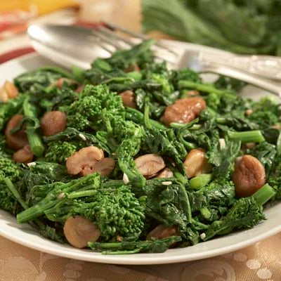 Image of Blanched and Sauteed Rapini with Chestnuts