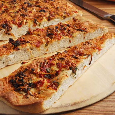 Image of Caramelized Cipolline Onions and Roasted Red Bell Pepper Focaccia