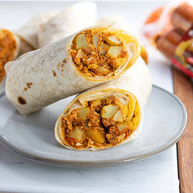Image of DYP® (Dutch Yellow® Potatoes) and Soyrizo Breakfast Burritos
