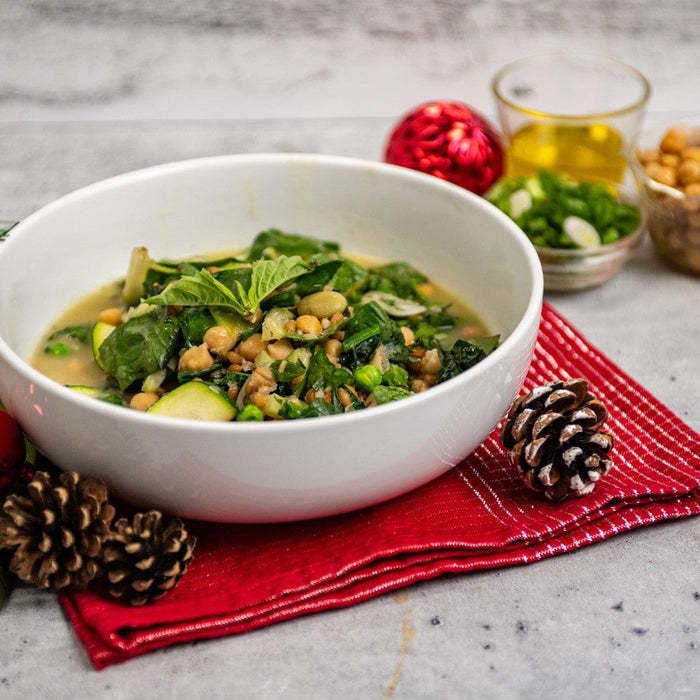 Image of Italian Christmas Soup with Vegetables, Legumes, Fennel, and Steamed Chestnuts