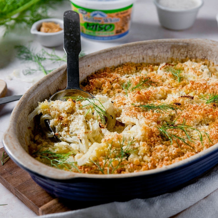 Fennel Gratin with Miso Cream and Parmigiana