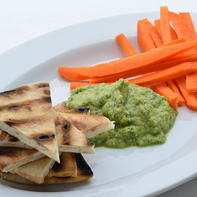 Image of Garbanzo Bean Dip with Grilled Pita and Carrot Sticks