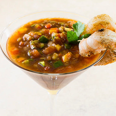Image of Chunky Gazpacho with Grilled Shrimp
