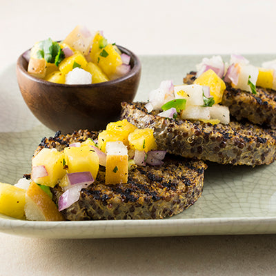 Image of Grilled Quinoa Breakfast Patties with Sweet and Spicy Salsa