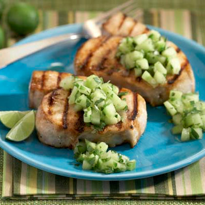 Grilled Swordfish with Cucumber Key Limes Salsa
