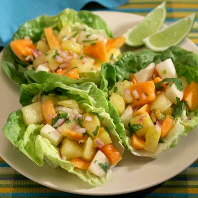 Image of Papaya-Jicama-Watermelon Salad with Ginger Dressing