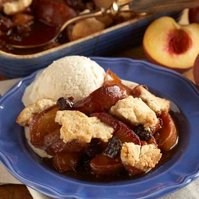 Image of Peach and Plum Cobbler with Dried Tart Cherries