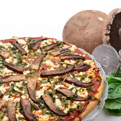 Image of Pizza with Marinated Portobello Mushrooms in California Blend Olive Oil