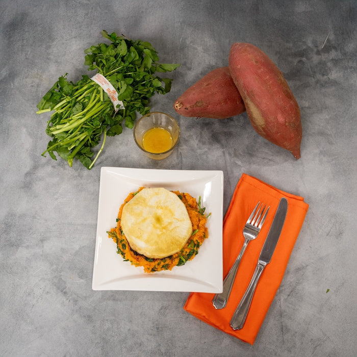Image of Celeriac Steaks with Sweet Potato & Watercress Mash