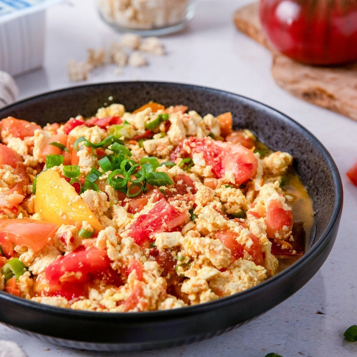 Chinese Stir-Fried Heirloom Tomatoes and Scrambled Tofu
