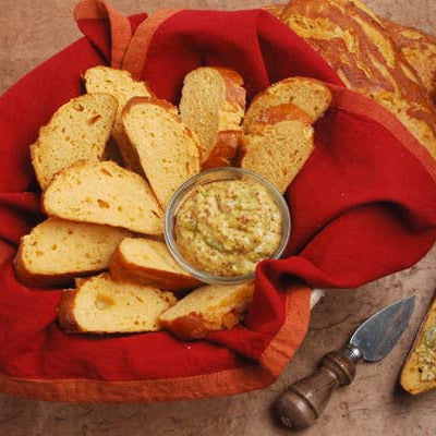 Image of Pretzel Bread Bites with Hatch Chile Pepper Mustard Spread