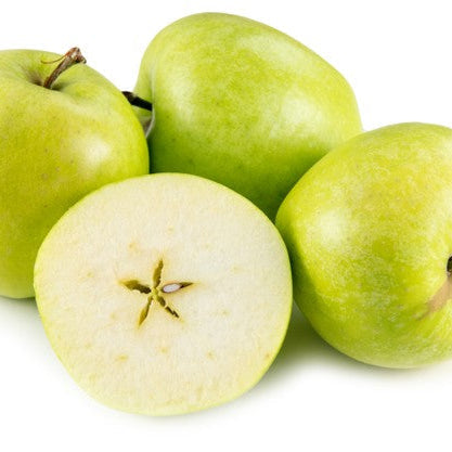 green apples on a white background