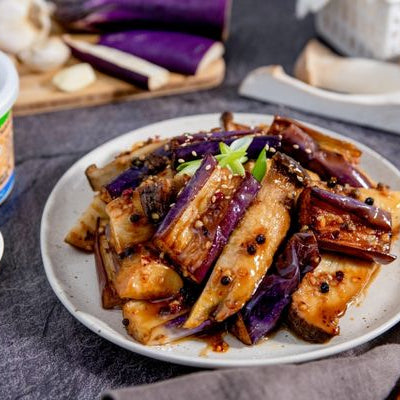 Spicy Miso Eggplant with Trumpet Mushrooms and Ginger Garlic Sauce