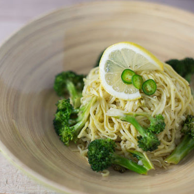 Image of Stir-Fried Broccoli with Lemon, Garlic and Noodles