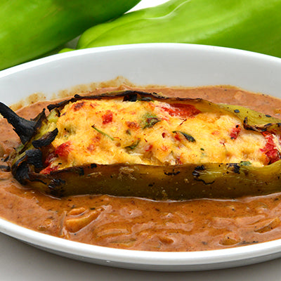 Image of Stuffed Roasted Cubanelle Peppers with Chipotle Red Bell Pepper Sauce