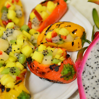 Image of Stuffed Veggie Sweets with Tropical Fruit Salsa