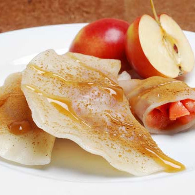 Image of Sweet Crab Apple Pot Stickers with Caramel Sauce