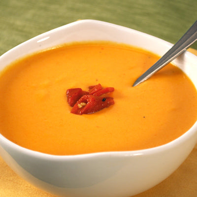 Image of Potato Cheese and Piquillo Pepper Soup