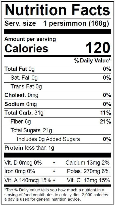 Image of Fuyu Persimmons Nutrition Facts Panel