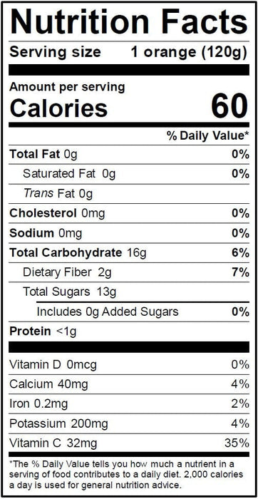 Image of Dekopon Mandarins Nutrition Facts Panel