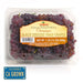 Melissa's Champagne Black Seedless Table Grapes in a clear plastic clamshell container, with a yellow-orange label and a blue 'California Grown' badge at the bottom left.
