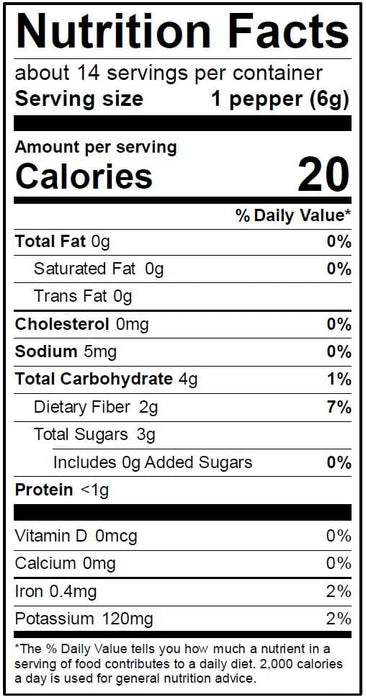Image of  Dried New Mexico Peppers (Chile New Mexico - Don Enrique<sup>®</sup> Brand) Nutrition Facts Panel