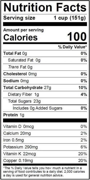 Image of  Organic Red Seedless Grapes Nutrition Facts Panel