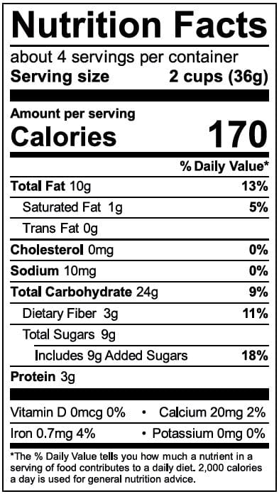 Image of  Reindeer Munchies Kettle Corn Nutrition Facts Panel