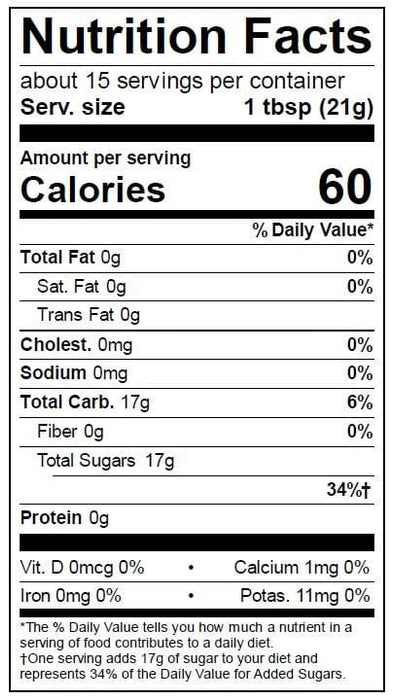Image of  11 Ounces Honeycomb Box Nutrition Facts Panel