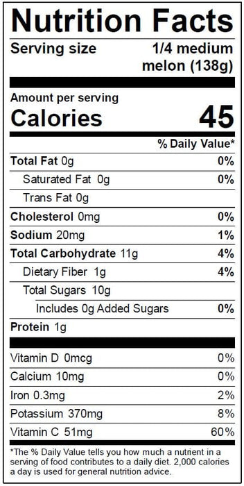 Image of  2 count Charentais Melons Nutrition Facts Panel