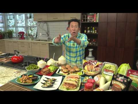 Light and Fresh Party Food with Martin Yan: Kimchi Hot Dogs, Edamame, Asian Tacos and more