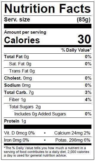 Image of  Acorn Squash Nutrition Facts Panel