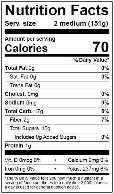 Image of  Amber Jewel Plums Nutrition Facts Panel