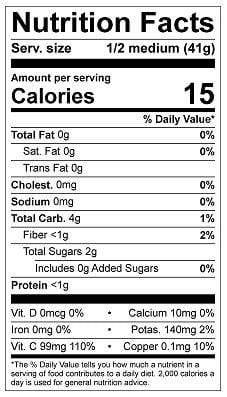 Image of  Anaheim Pepper Nutrition Facts Panel